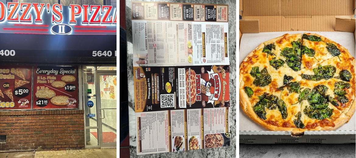 Ozzy's Pizza II Menu