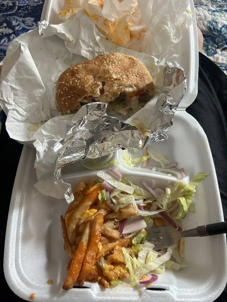 Cheese Burger with Cheese Fries